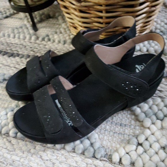 Abeo Gabrielle Black Adjustable Custom 3D Insole Wedge Sandals Women's 10 - Picture 12 of 12